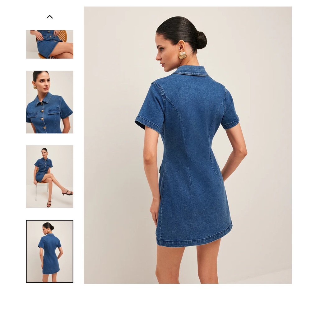 Commense cute gold button denim dress New without tag - Picture 3 of 6